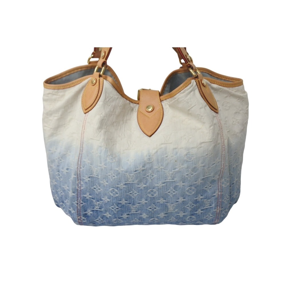 Louis Vuitton Blue Monogram Denim White Tote Sunbeam Bag - Picture 3 of 9